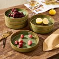 thumbnail image 3 of Famiware 4 Pieces 8.1" Stoneware Pasta Bowls, Microwave & Dishwasher Safe, Moss, 3 of 6
