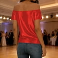 thumbnail image 7 of GUACER Womens Off Shoulder Blouses Fashion Sequin Ribbed Solid Loose Casual Short Sleeve Tops, 7 of 7