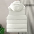 thumbnail image 4 of Men's Winter Hooded Vest, Solid Color Down Cotton Detachable Hood Multi-Pocket Loose Thick Casual Coat for Outdoor Travel and Cold Weather Wear,White,5XL, 4 of 4