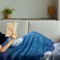 thumbnail image 3 of Moonlight Soft Flannel Fleece Throw Blanket, Digital Art Painted Look Night View of Cloudy Sky and Moon Stars, Cozy Plush for Indoor and Outdoor Use, 70" x 90", White Night Blue, by Ambesonne, 3 of 5
