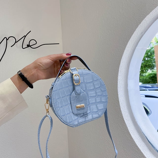 Bolso bandolera informal de piel de cocodrilo para mujer, de hombro redondo pequeño para mujer