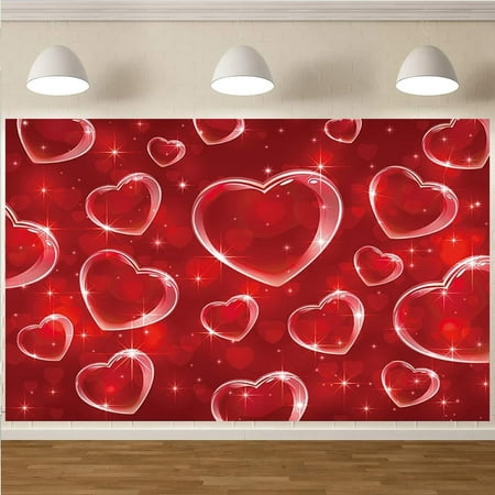 Heart Early 2000s Background for Photoshoot Late 90s Party Banner Romantic Valentines Birthday Bridal Shower Wedding Party Decorations Glitter Heart Newborn Baby Shower Party Backdrop