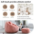 thumbnail image 2 of Chenille Upholstered Round Lazy Cozy Bean Bag Chair with Ottoman-Pink, 2 of 5