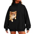 thumbnail image 2 of NMMUED Sweatshirt with Dog Pouch Quarter Zip Pullover Women Pet Pouch Sweatshirt Pullover Sweatshirts for Women Pet Pouch Sweatshirt Womens Sweatshirts No Hood Pet Carrier Sweatshirt Black L, 2 of 6