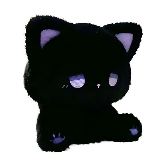 CYFW Plush Black Cat Stuffed Animal Toy,Soft Kawaii Kitten Plushie,Cute Furry Cat Doll for Kids,Girls,Boys,Birthday Gift,7 Inch Adorable Collectible Cat Plush Toy,Perfect for Cuddling and Display