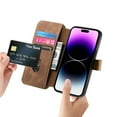 thumbnail image 3 of Compatible with iPhone 13 Pro Wallet Case with RFID Blocking Card Holder Fashion PU Leather Contractible Wrist Kickstand Shockproof Anti-fall Flip Phone Case Cover For iPhone 13 Pro,Brown, 3 of 10