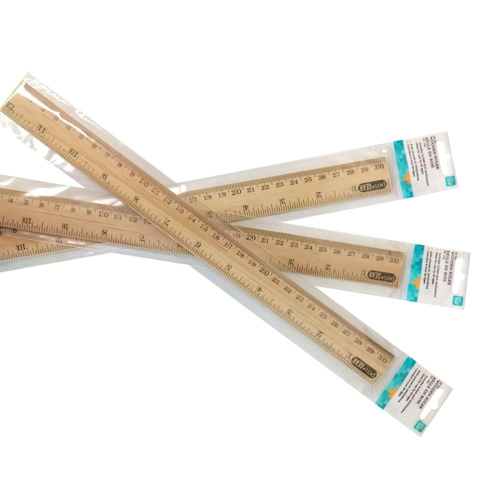 Règles en bois Pen + GEAR, 12 pouces (30 cm) – Emballées dans un sachet plastique imprimé | Qualité éducative