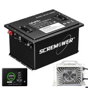 SCREMOWER 36V 100Ah LiFePO4 Golf Cart Battery,36Volt Lithium Ion Batteries with 20A Charger