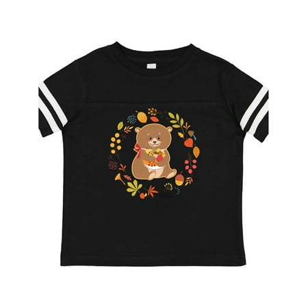 

Inktastic Thanksgiving Wreath Woodland Bear Gift Toddler Boy or Toddler Girl T-Shirt