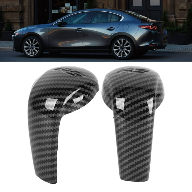 Gear Knob Trim, ABS Carbon Fiber Look Easy Installation Wearproof Gear Head Cover Scratch Free For CX-3 CX-5 CX-9