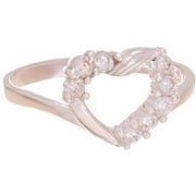 Crystal Swarovski 18kt White Gold-Plated Sterling Silver Kids' Heart Ring