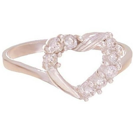 Crystal Swarovski 18kt White Gold-Plated Sterling Silver Kids' Heart Ring