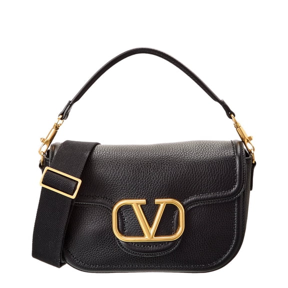 Valentino Alltime Leather Shoulder Bag, Black