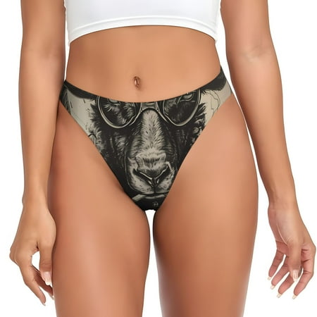 Adobk Vintage Ram Pilot Print Seamless Women Underwear Thongs No Show Ladies Thong No Line Breathable Comfortable Panties Undies for Women-3X-Large