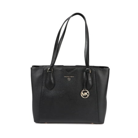 Michael Kors Mae Ladies Medium Black Leather Tote Bag 30H9GM5T2L001