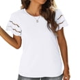thumbnail image 2 of Camiseta de encaje para mujer, manga corta, camiseta de verano para mujer, diseñada para precisión, 2 of 6