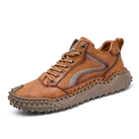 

Earlde Mens Leather Casual Chukka Driving Walking Ankle Boots with Hand Stitching