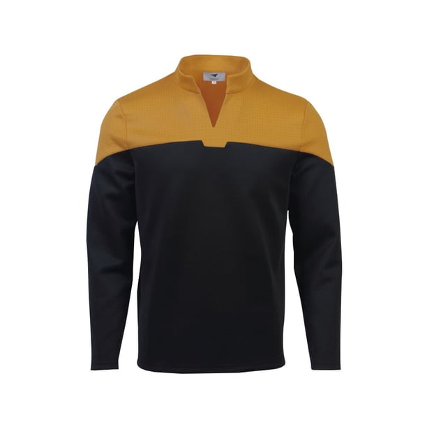 Cosplay de Star Trek Admiral JL Picard Dios uniforme Startfleet amarillo Top camisas disfraces hombre chaqueta superior fiesta de Halloween PropamarilloS Deng Xun unisex