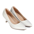 thumbnail image 3 of LuckLilac Women's Pumps 2.1inch Shoes Slip-Resistant Dress Shoes, Low Kitten Heel, Pointy Toe, White,9M, 3 of 5