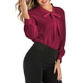thumbnail image 3 of SAYFUT Womens Elegant Bow Tie Neck Blouse Office Work Chiffon Blouse Shirts Tops Long Sleeves Solid Blouses Tops Plus Size, 3 of 8