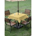 thumbnail image 3 of Square Outdoor Tablecloth with Umbrella Hole and Zipper 60x60 Inch, Vintage Yellow Waterproof Patio Table Cloth, Modern Art Farmhouse Solid Color Washable Picnic Table Cover for Camping Dining, 3 of 7