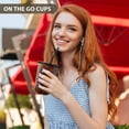 thumbnail image 3 of Xwlshop 100 Set 16oz Disposable Plastic Cups with Lids and Straws, Black Clear Iced Coffee Cups, Round Bottom To Go Cups for Cold Drinks, Slushie, Smoothie, Party Supplies, 3 of 8