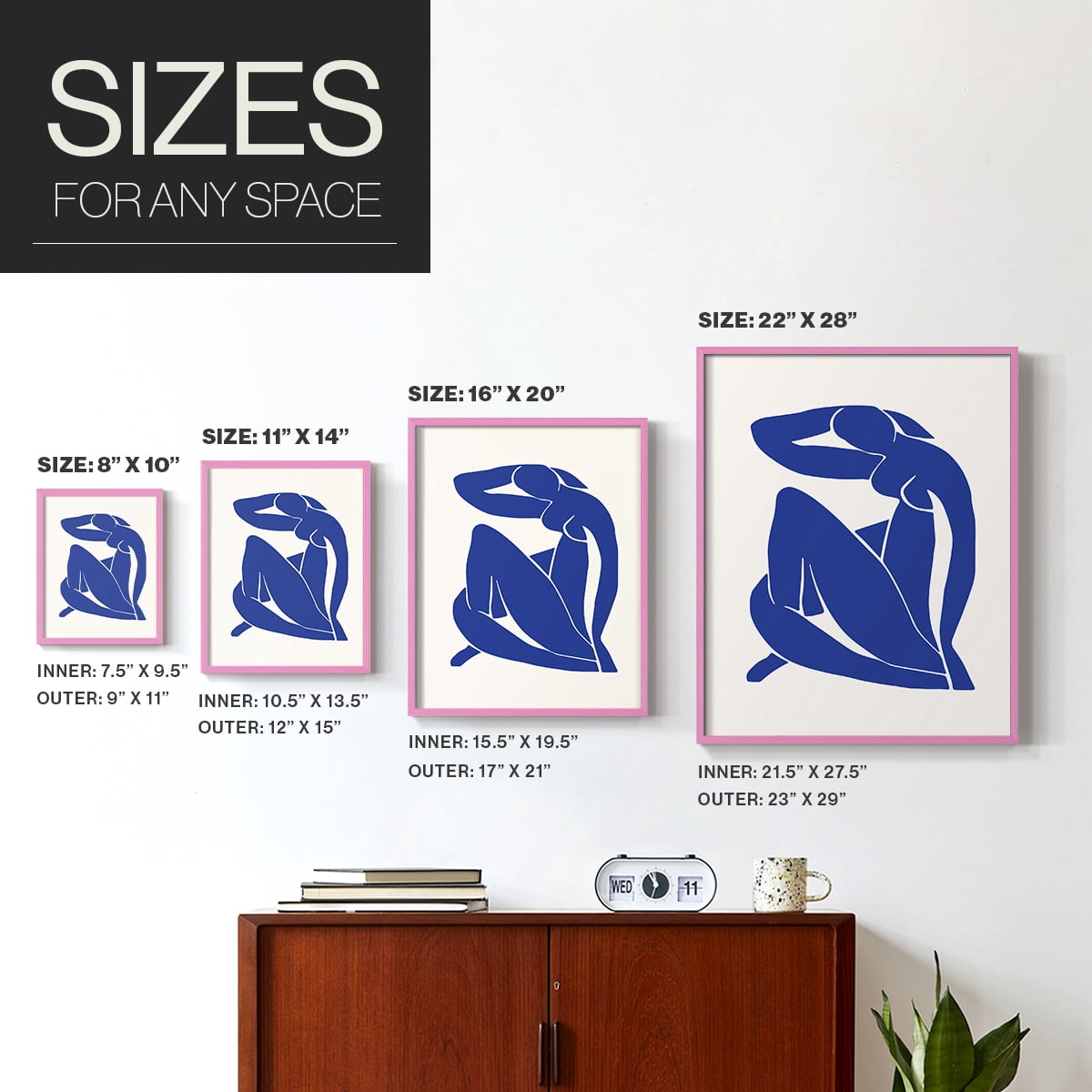 Matisse CXXXVII Framed Print in Pink Solid Wood 11 x 14 Framed Print