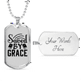 thumbnail image 4 of Saved By Grace Christian Necklace Stainless Steel or 18k Gold Dog Tag 24" Chain, 4 of 8