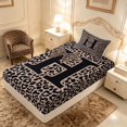 thumbnail image 5 of meiyoeat Leopard Print Bow Letter H Twin Sheet Sets, Women Teens, Brown Animal Print Bedding, 3-Piece, 1 Flat Sheet, 1 Fitted Sheet and 1 Pillowcase, 5 of 6