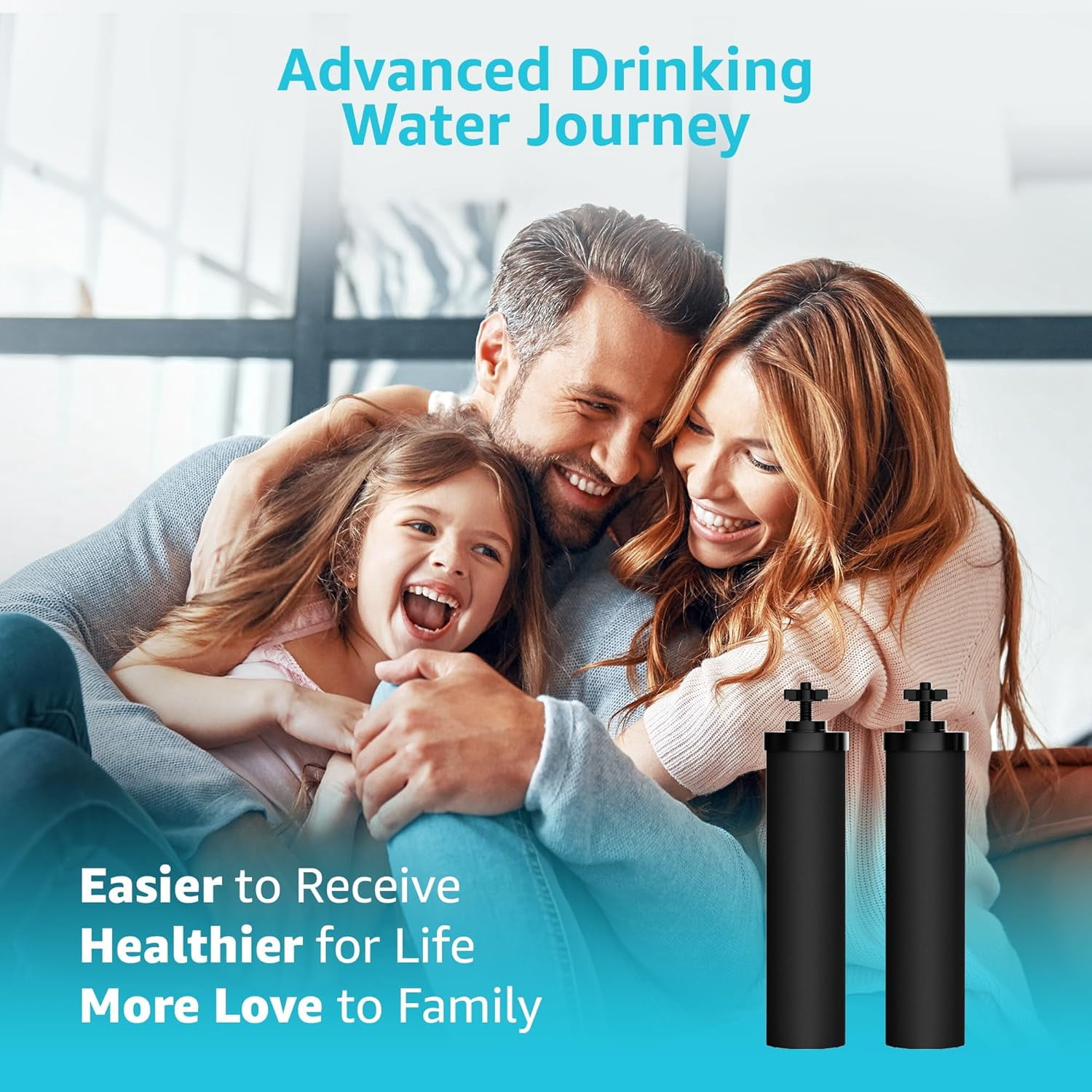 AQUA CREST NSF/ANSI 42&372 Certified Water Filter, Replacement for Berkey® Gravity Water Filter System, Berkey® Black Purification Elements, Pack of 4