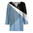 thumbnail image 4 of ALLLIST Womens Tops Blue Geometric 3/4 Sleeve Button V-Neck T-Shirts Womens Shirts Plus Size XXXL, 4 of 5