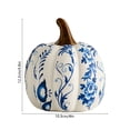 thumbnail image 3 of erdimoy Blue & White Floral Ceramic Pumpkin Decor, Multi‑Size Chinoiserie Fall Pumpkin Tabletop Figurine, Thanksgiving Harvest Season Mantel Shelf Home Ornament, 3 of 6