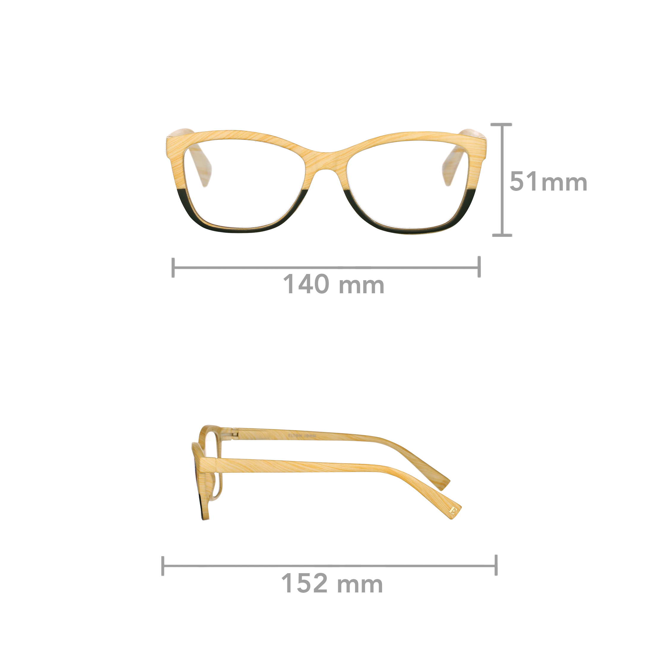 Elton John Pop Specs Reading Glasses - Wood Grain Ambient 1.50, Cat Eye Frame