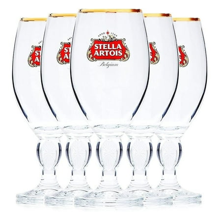 Beer Glasses 5-Pack, 33cl Chalice Set - Durable & Reusable Glassware for Home, Parties & Gifts - Lead-Free, BPA-Free