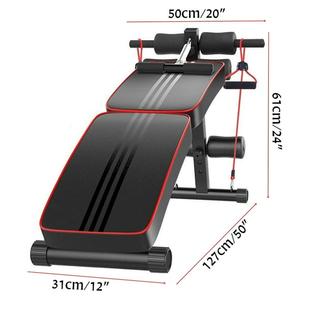 5 in 1 Foldable Sit Up Bench Adjustable Weight Bench Multi Purpose Trainer w Pulling Rope Spring Booster Double Fixed Widen Thickened PU Leather Panel Gym Home Exercise Fitness Walmart