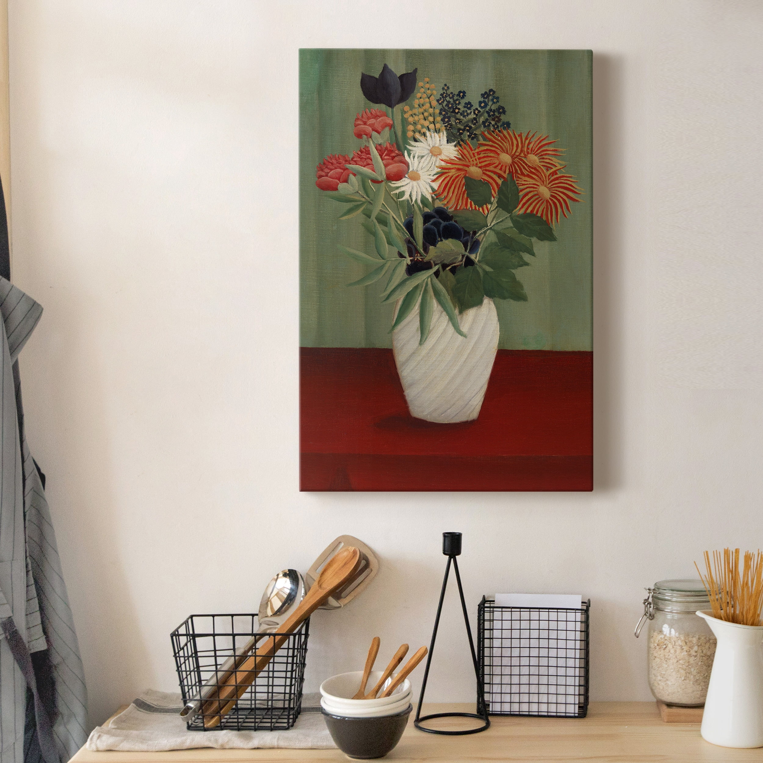 Bouquet of Flowers with China Asters and Tokyos Premium Gallery Wrapped Canvas - Ready to Hang - 40 x 60