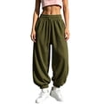 thumbnail image 3 of Baggy Sweatpants Zaewscy Women Fashion Solid Casual Elastic Waist Long Sweatpants With Pockets Army Green XXL, 3 of 9