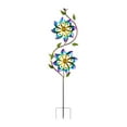 thumbnail image 1 of Carillón de viento de doble flor, multicolor, giratorio, fácil de instalar, 24,9 x 109,2 cm, decoración de jardín, 1 of 9