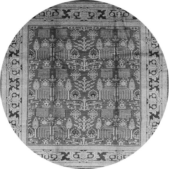 Ahgly Company Indoor Round Oriental Gray Industrial Area Rugs, 8' Round