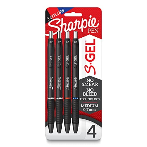 Sharpie S-Gel, Gel Pens, Medium Point (0.7mm), Assorted Colors, 4 Count