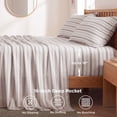 thumbnail image 4 of U by Bedsure Striped Queen Sheets Set, 4 Piece 16" Deep Pockets Soft Prewashed Microfiber Jacquard Bed Sheets, Beige, 4 of 9