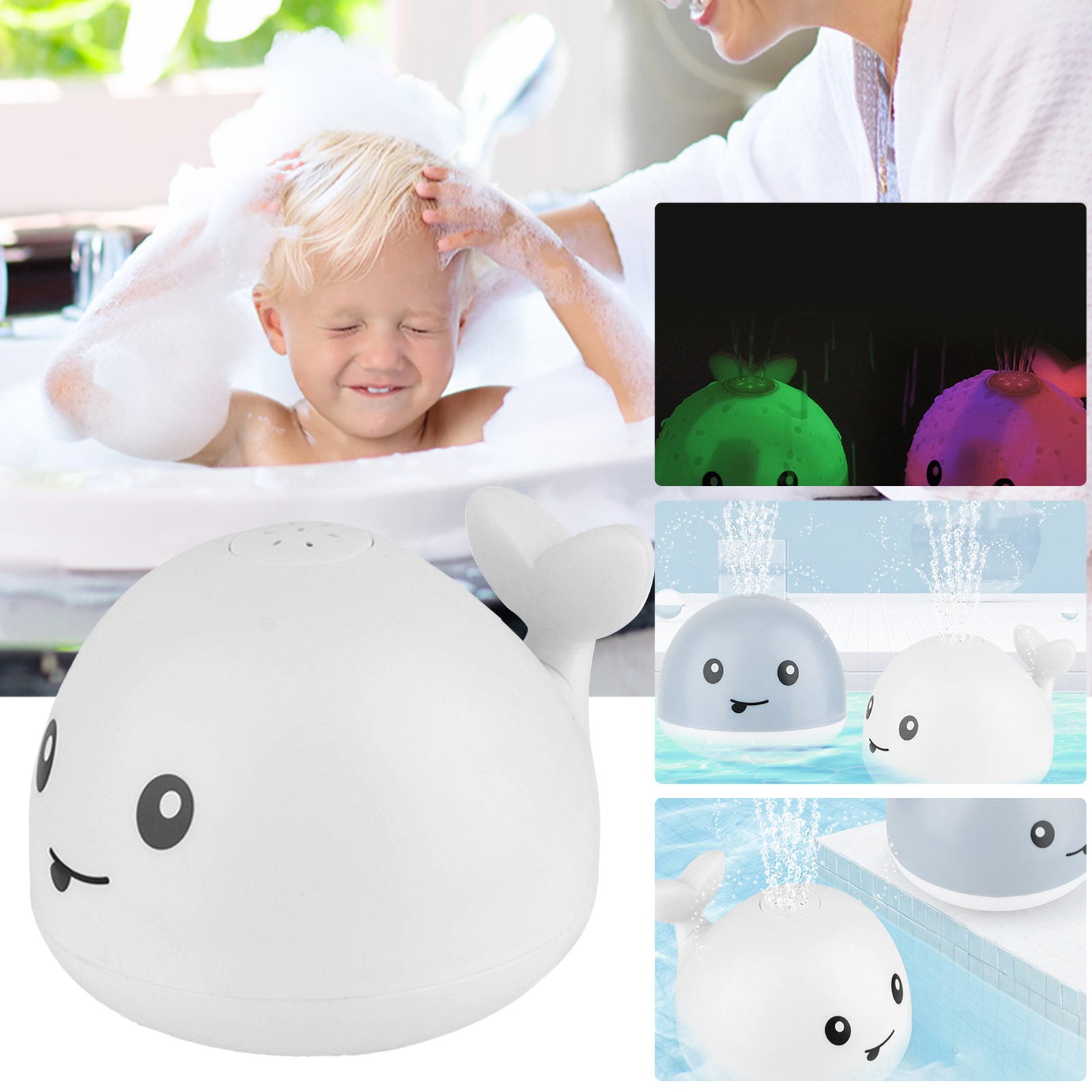 fnhpitd Induction Water Jet Bathtub Shower LED Lighted Baby Bath Toys