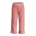thumbnail image 4 of XIYON Women's Pajama Set Fashionable Leisure Plaid Pajama For With Ruffled Hem Long Pants And Relaxed Collar Shirt Soft Sleepwear Loungewear, 4 of 5