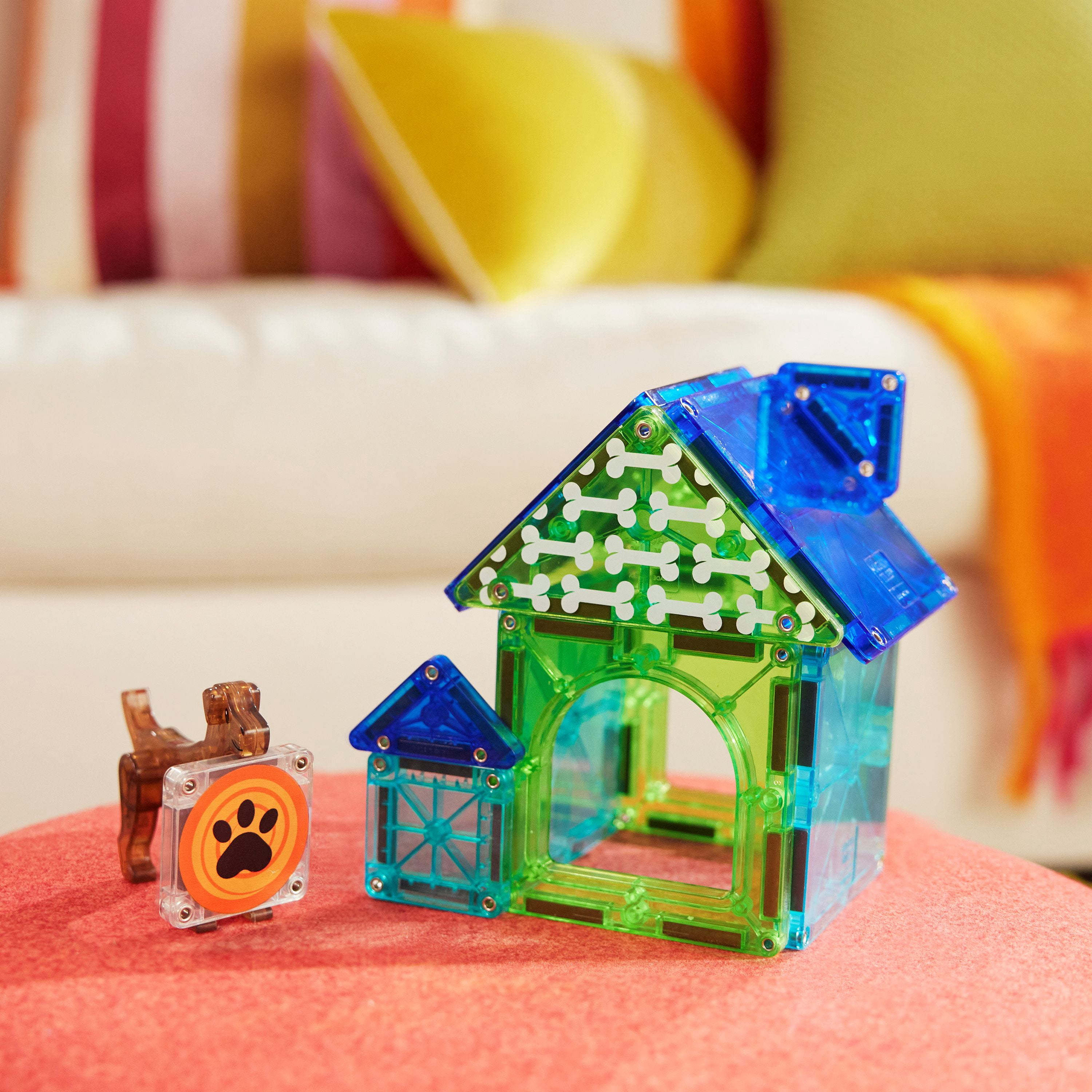 MAGNA-TILES® Dog House 13-Piece Magnetic Construction Set, The Original Magnetic Building Brand