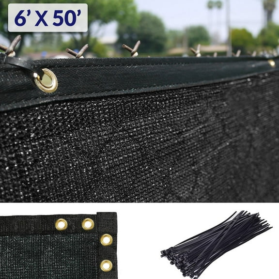 Home Aesthetics 6' x 50' Black Fence Wind Privacy Screen Mesh Commercial Cover