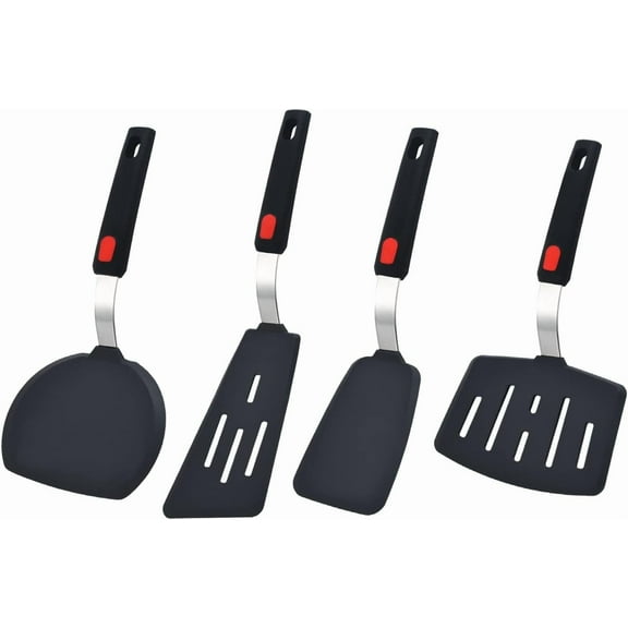 CN Silicone Spatula Turner Set of 4, Wiztoynia 600 ° F Heat Resistant Cooking Spatulas for Nonstick Cookware, BPA Free Rubber Spatula Large Kitchen Utensils Set for Egg, Pancake, Burger, Fish