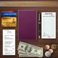 thumbnail image 3 of Fintie Server Book Organizer with Zipper Pocket, PU Leather Restaurant Guest Check Presenters Card Holder for Waitress, Waiter, Bartender, Purple, 3 of 14