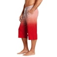 thumbnail image 5 of JoveMarine Men's Hawaiian Gradient Print Drawstring Shorts, 7/8 Length Casual Beach Shorts for Summer Vacation, Parties and Daily Wear Vermilion 2XL, 5 of 9