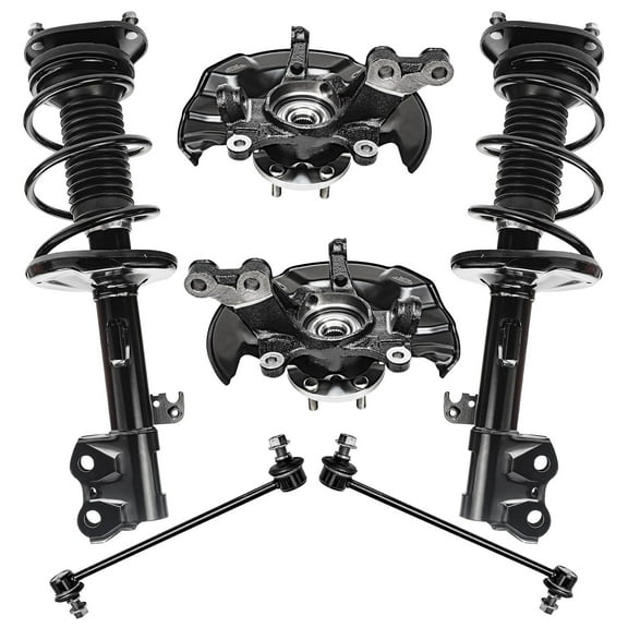Detroit Axle - Front Suspension 6pc Kit for 2009-2013 Toyota Corolla 2011-2013 Matrix 1.8L, Replacement 2 Steering Knuckles & Wheel Hub Bearings, 2 Struts w/Coil Spring, 2 Sway Bars