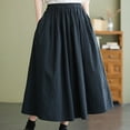 thumbnail image 2 of JGTDBPO Flowy Skirt for Women Summer Cotton Linen Ankle Skirt Swing A Line Pleated Maxi Skirt Casual Elastic High Waist Beach Vacation Holiday Long Skirts, 2 of 3